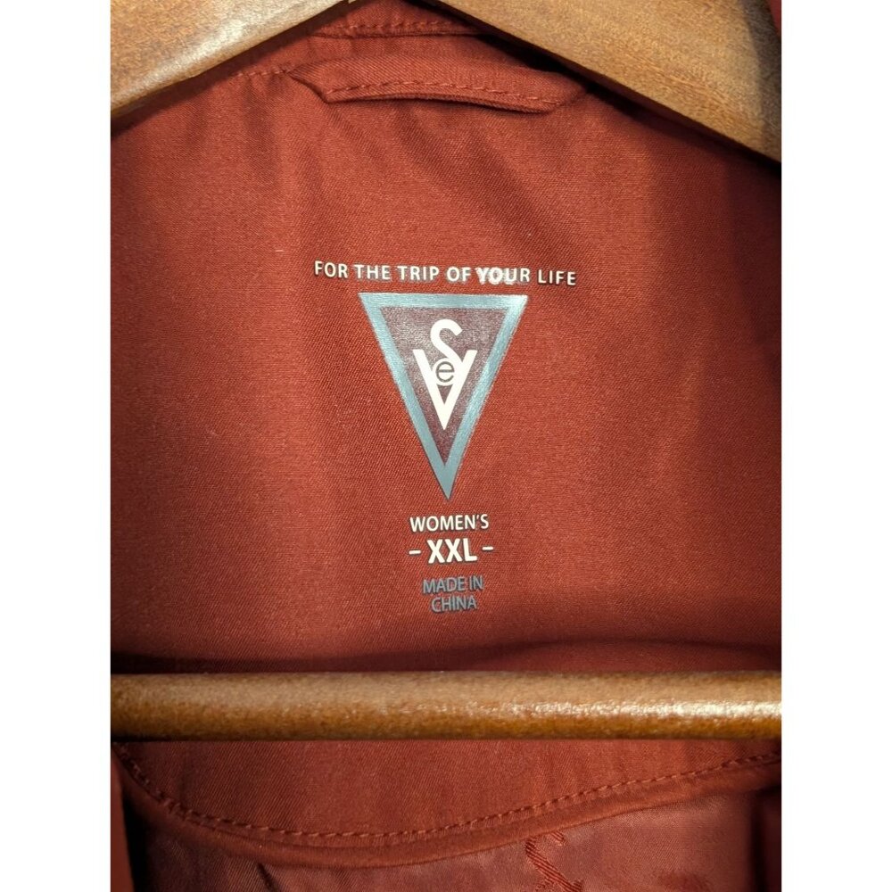 ScotteVest Womens Rust TEC Travel Trench XXL Double-Breasted Belted Coat Pockets - Picture 3 of 16